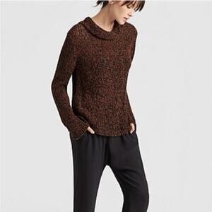 Eileen Fisher Funnel Neck Cotton-Linen Top Sz L